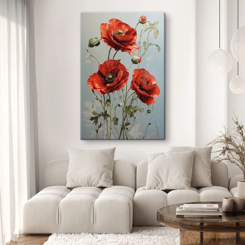Pictură pe pânză Poppies pe fundal albastru Nr s41773 Comandă acum