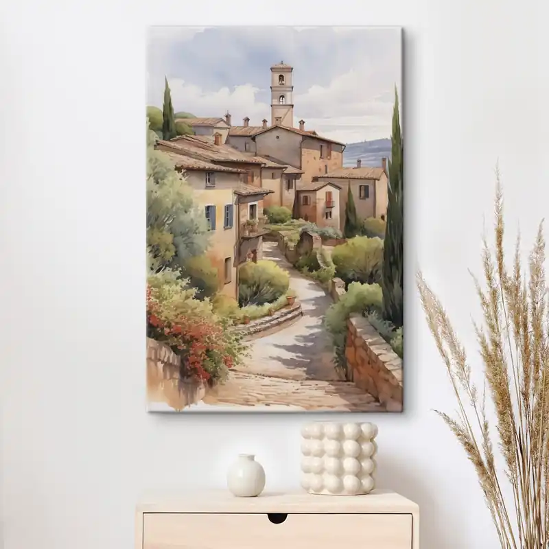 Reducere extra Pictură pe pânză Italiană suburbie stradă imitație acuarelă Nr s42135