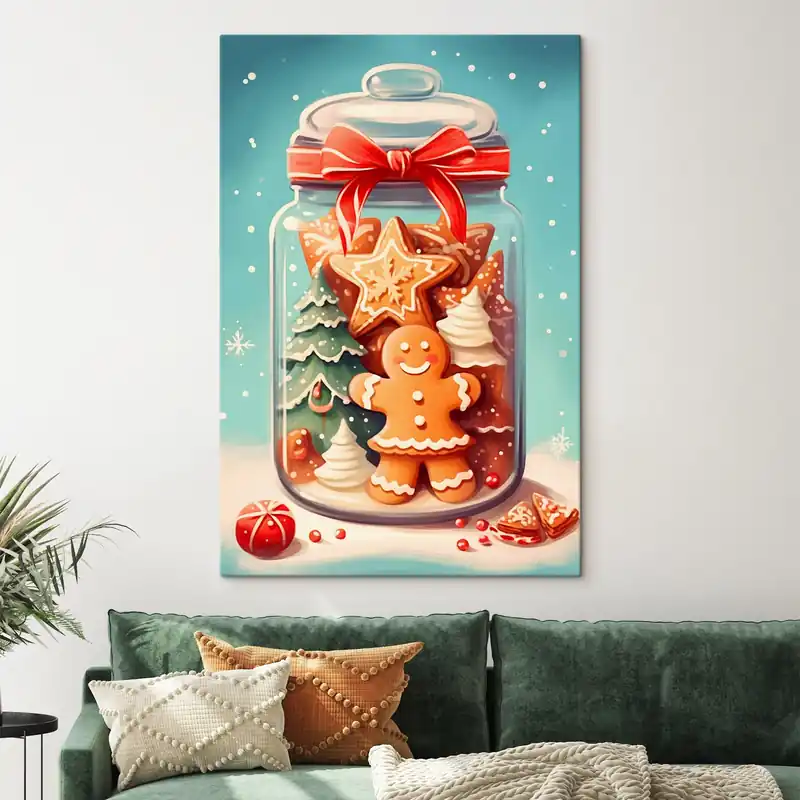 Pictură pe pânză Prăjituri de Crăciun într-un borcan festiv Nr s42156 Cumpără online