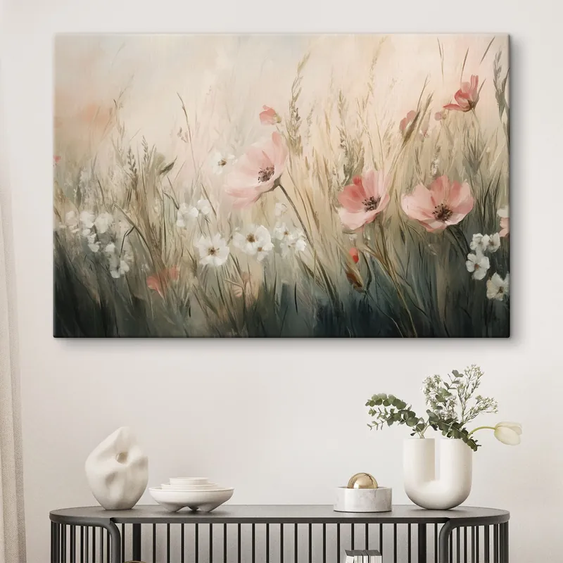 Pictură pe pânză Flori în pajiște, stil rustic, acrilic Nr s42209 Ofertă specială
