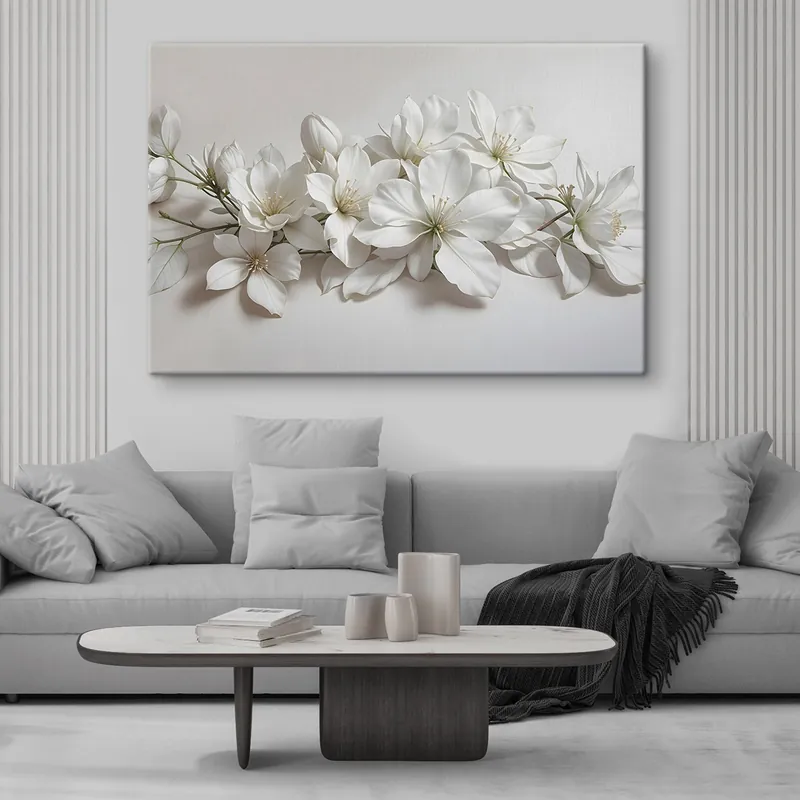 Pictură pe pânză Flori albe delicate de magnolie pe un fundal deschis Nr s42230 Popular