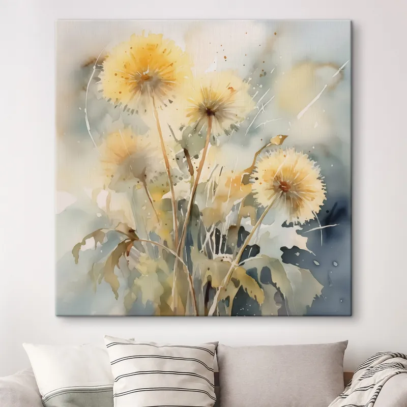 Pictură pe pânză Dandelions imitație de acuarelă estompată Nr s42369 Calitate înaltă
