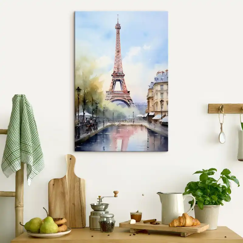 Pictură pe pânză Vedere a Parisului în stil acuarelă Nr s42192 Preț mic