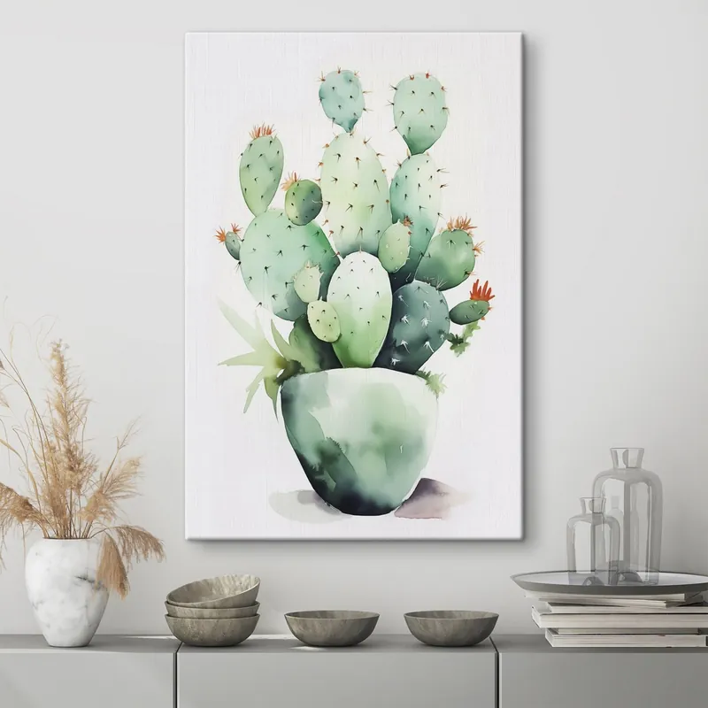 Pictură pe pânză Cactus imitație acuarelă umedă Nr s42410 Plată sigură