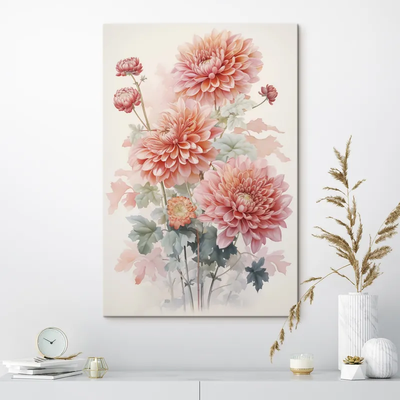 Ofertă limitată Pictură pe pânză Chrysanthemums imitație de acuarelă Nr s42416