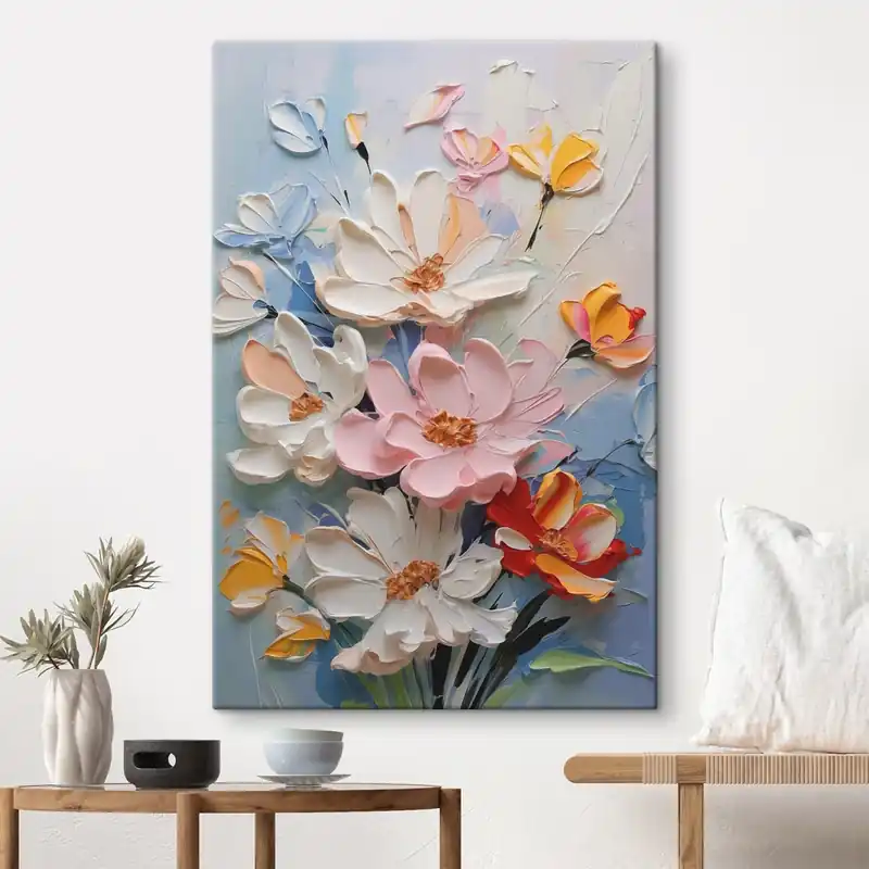 Pictură pe pânză Florile luminoase imită loviturile de vopsea Nr s42419 Cel mai vândut