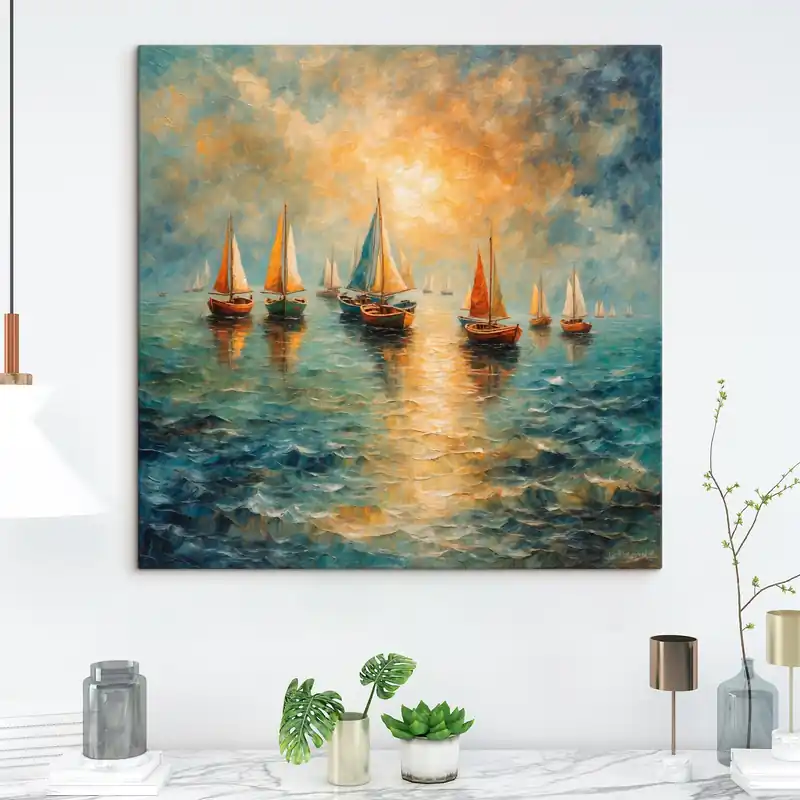 Pictură pe pânză Nave care navighează spre apus Nr s42251 Premium
