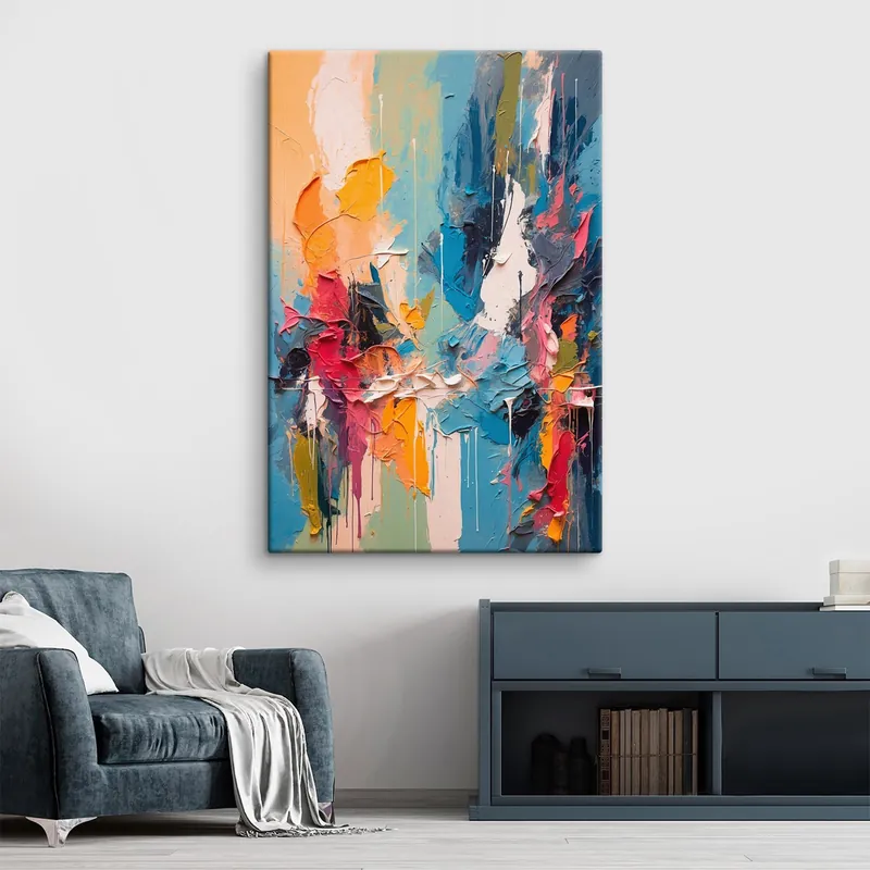 Pictură pe pânză Pictură abstractă multicoloră în stilul picturii în ulei Nr s42256 Preț promoțional