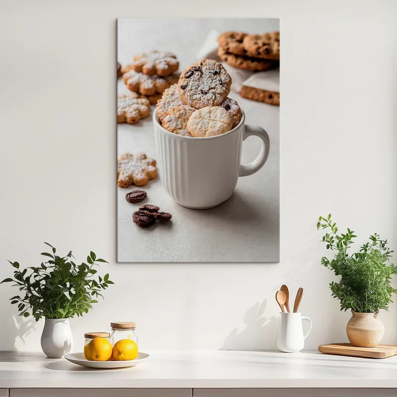 Pictură pe pânză Cană cu prăjituri Nr s42276 Popular