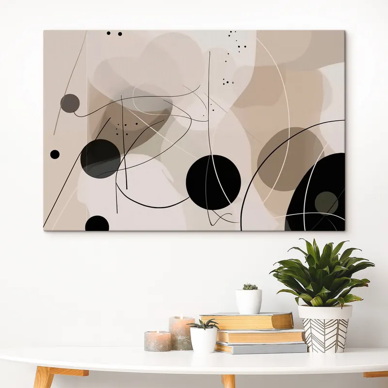 Pictură pe pânză Compoziție abstractă cu forme geometrice și linii Nr s42475 Lichidare de stoc