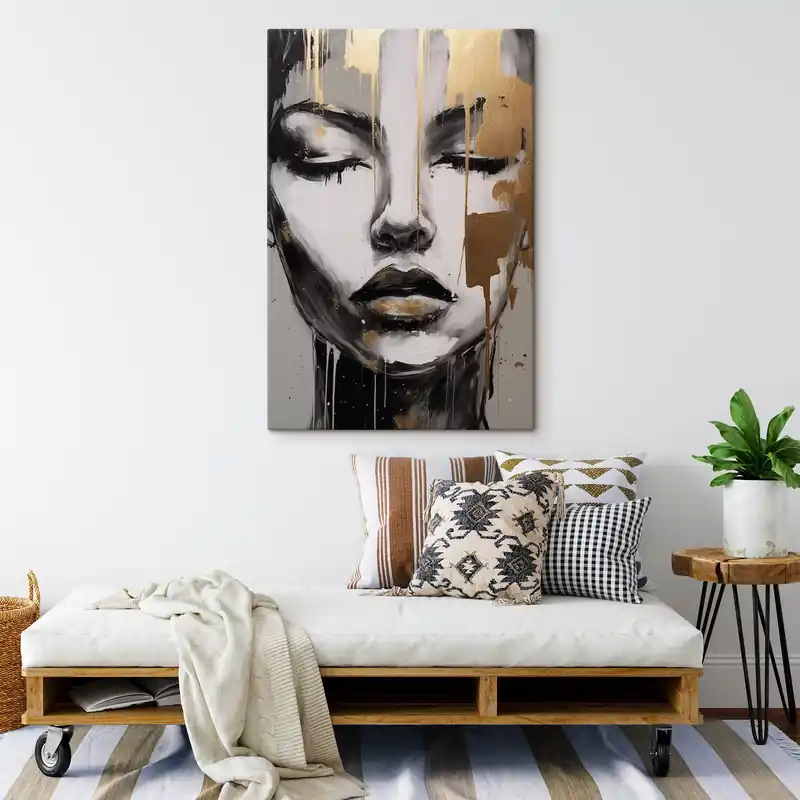 Pictură pe pânză Portret alb-negru cu elemente abstracte Nr s42481 Livrare rapidă