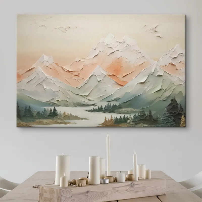 Preț redus Pictură pe pânză Munții de lângă râu imitație de lovituri de perie Nr s42589