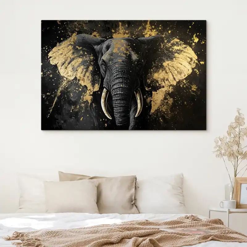 Expediere rapidă Pictură pe pânză Elefant negru elegant Nr s42602