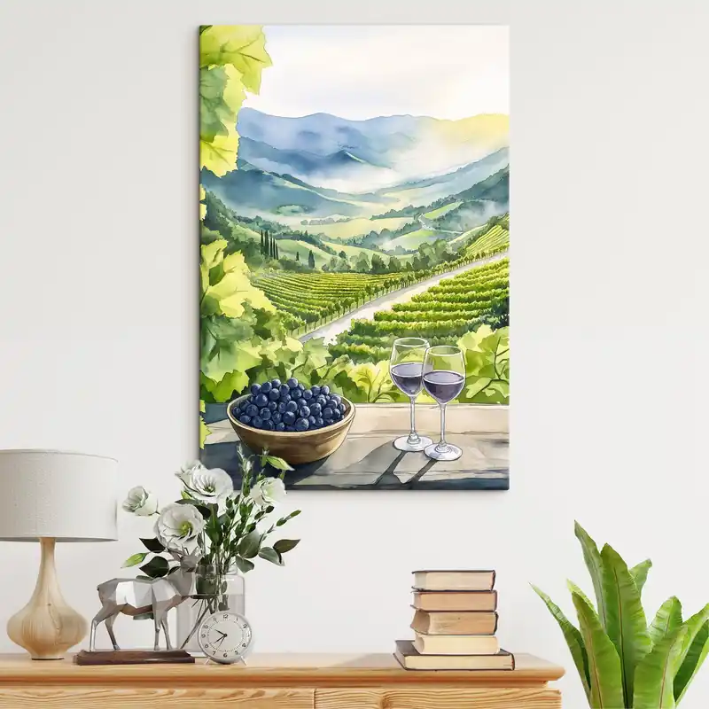 Pictură pe pânză Gpape yards, peisaje în stil acuarelă, ochelari de vin Nr s42444 Premium