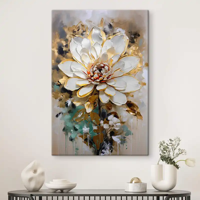 Reducere Pictură pe pânză Floare abstractă cu stropi de vopsea imitație pe fundal Nr s42707