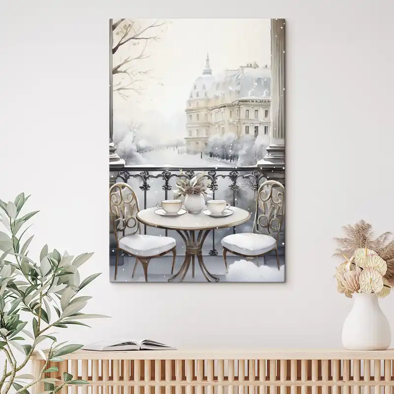Pictură pe pânză Cafea frumoasă, cești de ceai, stil boem, acuarelă, estetica iernii Nr s42796 Expediere rapidă