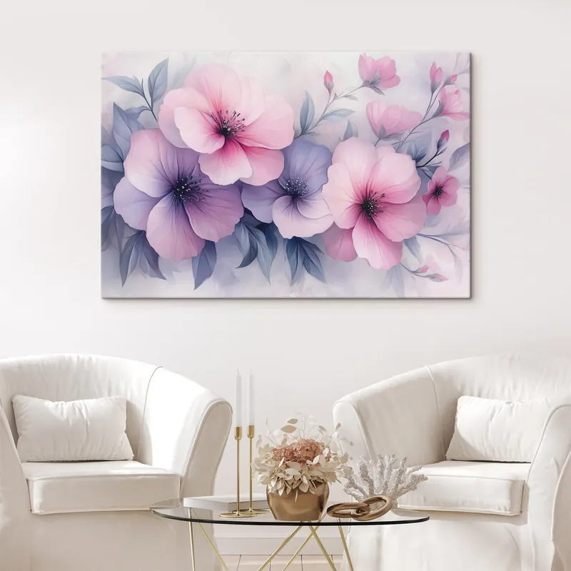 Reducere de preț Pictură pe pânză Flori delicate roz și violet Nr s42851