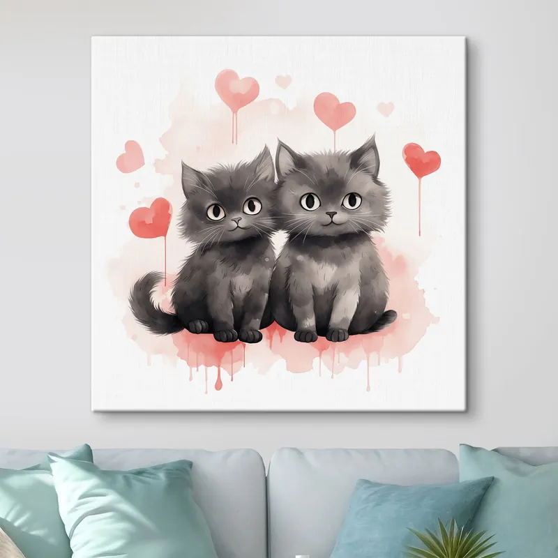 Pictură pe pânză Doi pisoi drăguți Nr s42868 Discount