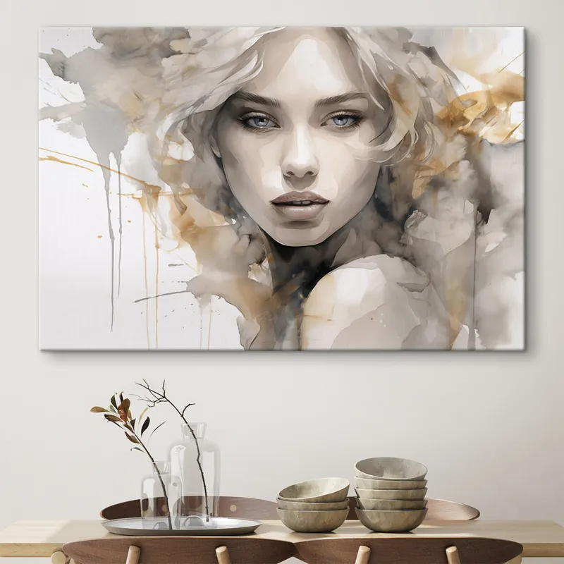 Pictură pe pânză Portret artistic elegant al unei femei în stil acuarelă Nr s42928 Preț mic