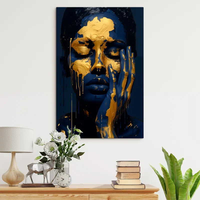 Pictură pe pânză Portret abstract al unei femei cu tonuri întunecate și calde, Nr s42933 Calitate înaltă