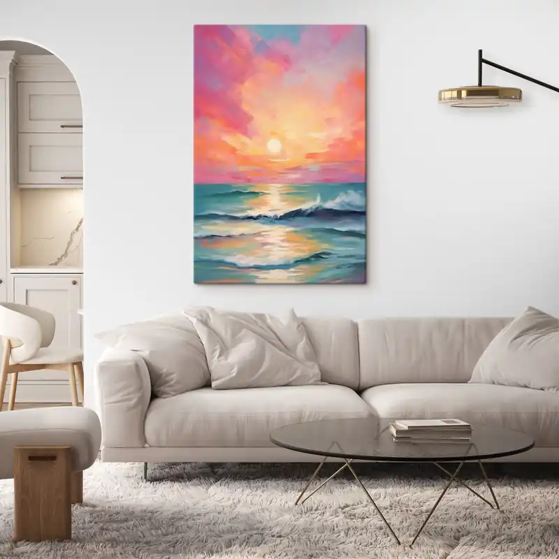 Super ofertă Pictură pe pânză Zori de mare la răsărit Nr s42943