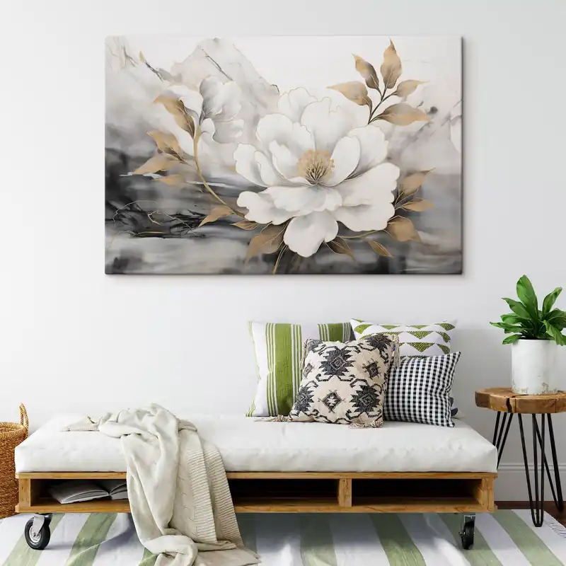 Discount Pictură pe pânză Floare abstractă mare pe un fundal de acuarelă Nr s42966