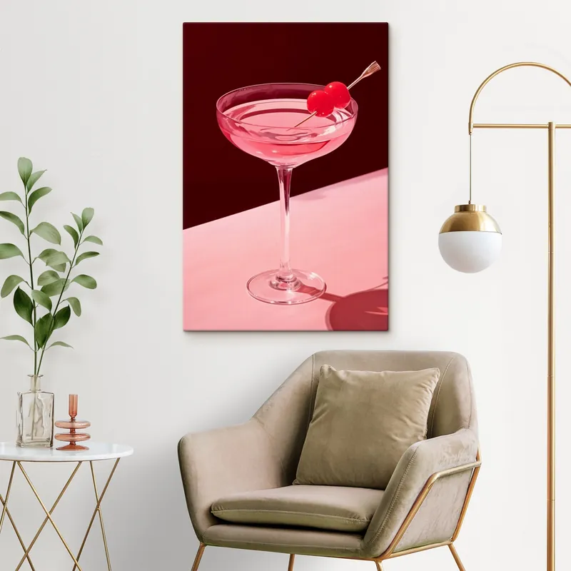 Pictură pe pânză Pahar de cocktail cu o cireașă Nr s43016 Cel mai vândut