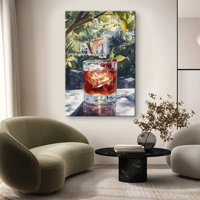 Ofertă specială Pictură pe pânză Cocktail cu fructe de padure, stil acuarelă, oraș estetic, natura de vară Nr s43059
