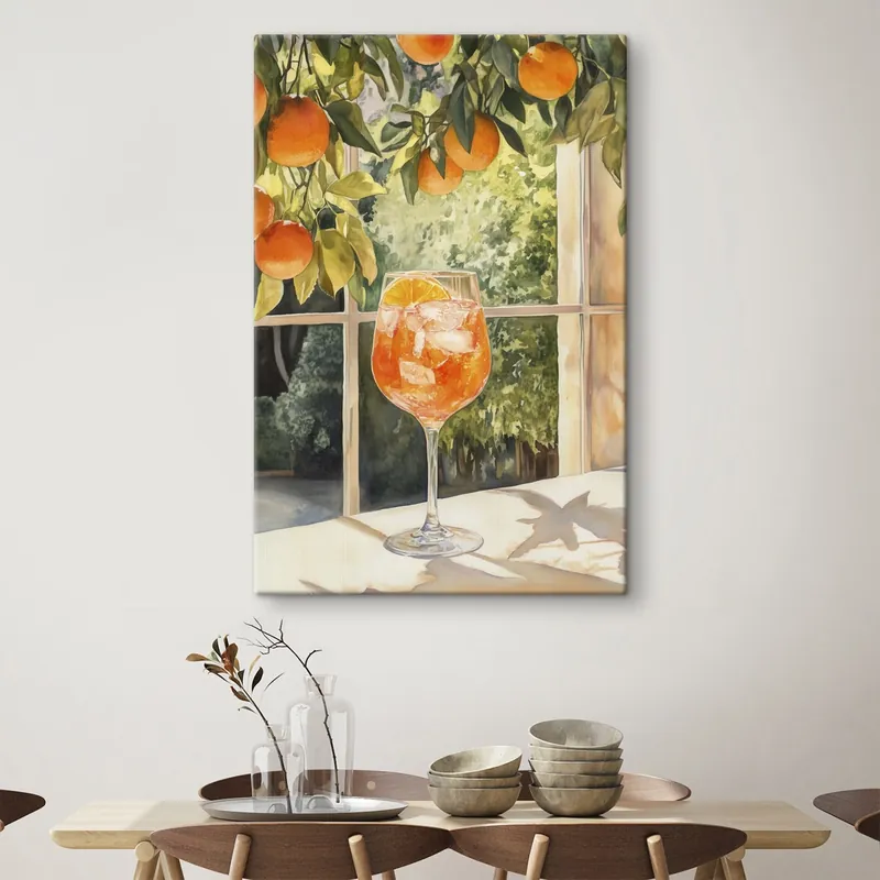 Vezi acum Pictură pe pânză Cocktail delicios cu portocale, stil rustic, acuarelă, natură Nr s43060