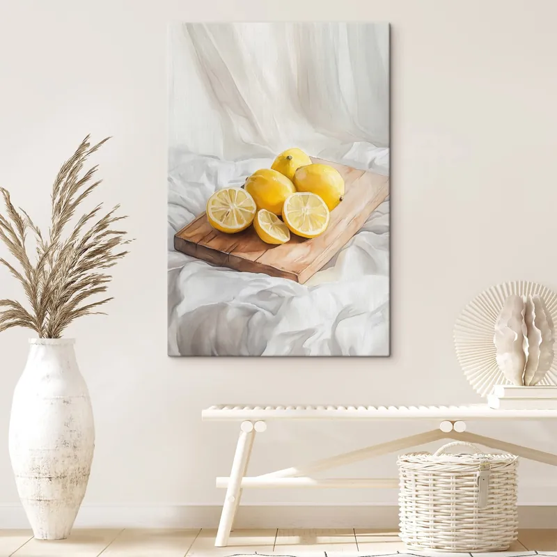 Plată sigură Pictură pe pânză Lămâi estetice pe placa de lemn, decorațiuni interioare, iluminare naturală Nr s43062