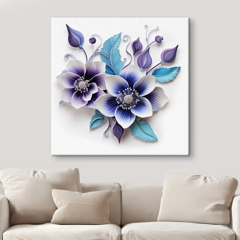 Super ofertă Pictură pe pânză Flori albastre delicate Nr s43125