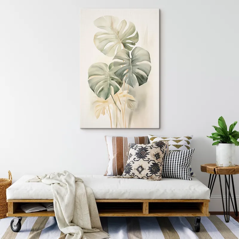 Reducere extra Pictură pe pânză Frunze Monstera în tehnica acuarelei Nr s43210