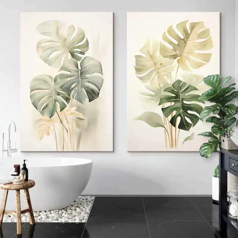 Ofertă limitată Pictură pe pânză Frunze Monstera, frunze tropicale Nr m00429