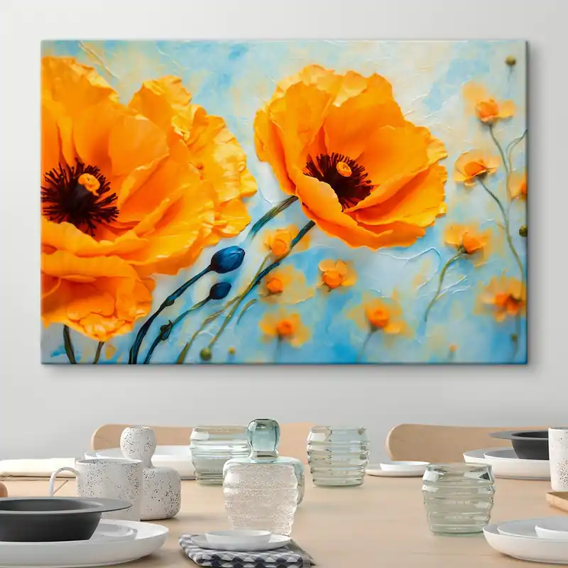 Super ofertă Pictură pe pânză Poppies galben pe fundal neclar Nr s43118