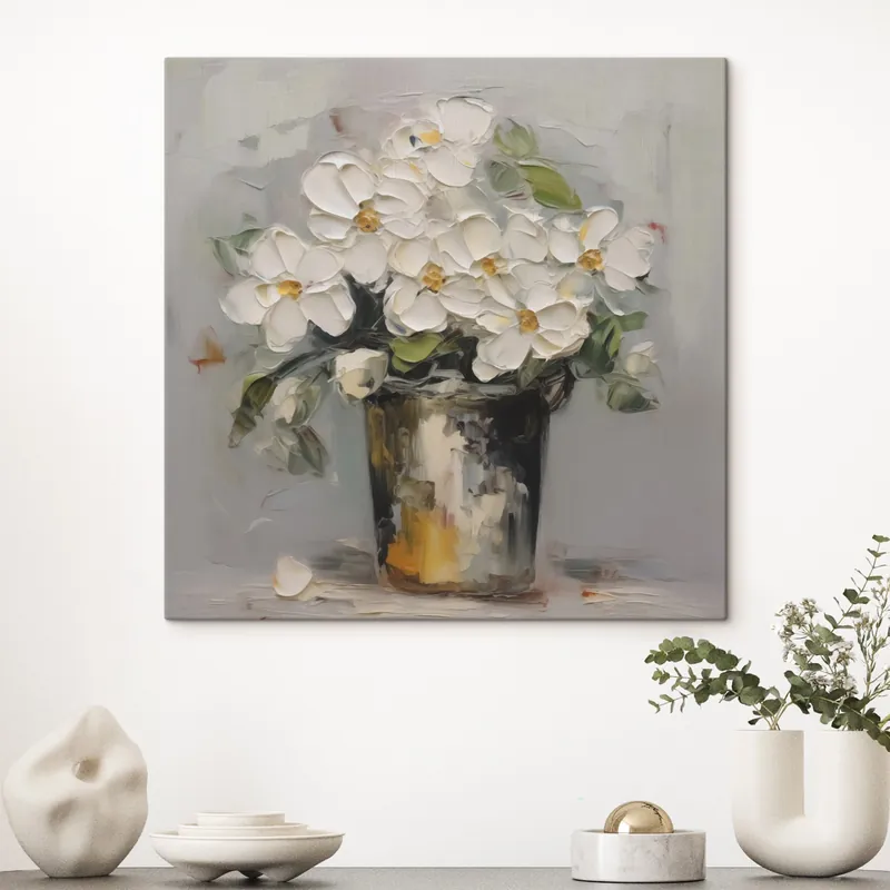 Plată securizată Pictură pe pânză Flori într-o găleată imitație de pictură Nr s43228