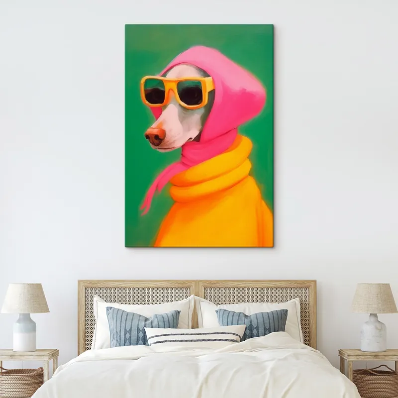 Popular Pictură pe pânză Câine stilat în haine luminoase Nr s43265
