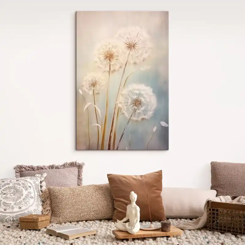 Retur gratuit Pictură pe pânză Păpădii delicate pe un fundal pastel Nr s43279