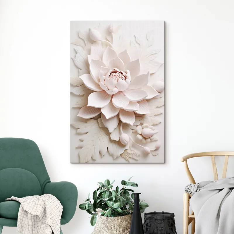 Popular Pictură pe pânză Floare de lotus mare în stil basorelief Nr s43335