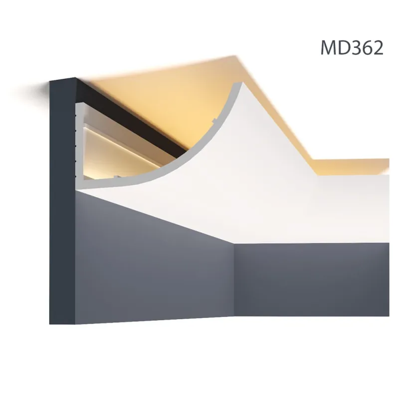 Cornisa decorativa pentru LED MD362, 200 X 17.2 X 8.6 cm, Mardom Decor Cornișă Decorativă Tavan pentru Iluminat LED Reducere de preț