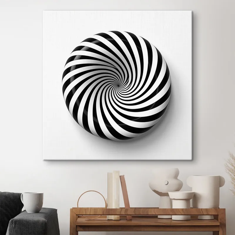 Ofertă limitată Pictură pe pânză Grafic geometric în vârtej, grafică neagră pe fundal alb Nr s43376