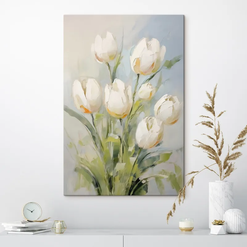 Calitate înaltă Pictură pe pânză Alb lalele pictura imitație Nr s43435