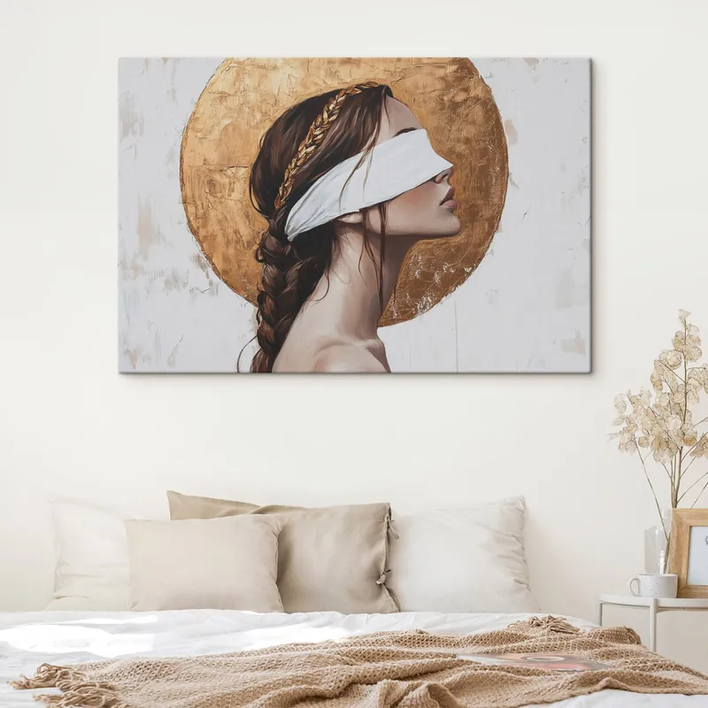 Ieftin Pictură pe pânză Femeie cu bandaj pe ochi, Grecia, desen în stil acrilic Nr s43502