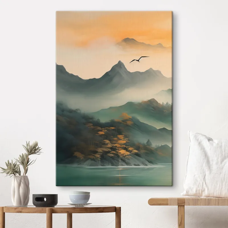 Pictură pe pânză Zori de munte mistic Nr s43588 Super ofertă