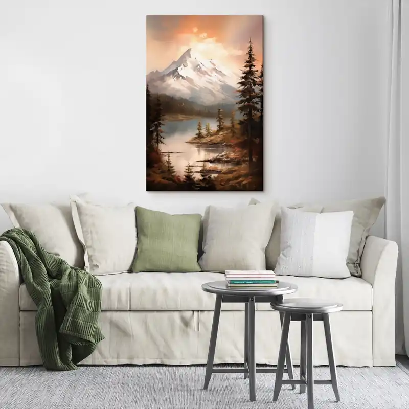 Pictură pe pânză Priveliște naturală a munților, râu Nr s43543 Super ofertă