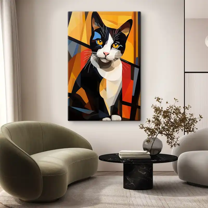Pictură pe pânză Colorat abstract pisica portret arta Nr s43528 Lichidare de stoc