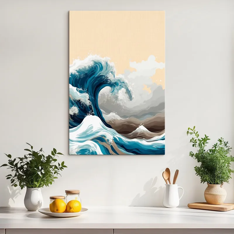 Pictură pe pânză Tsunami în stil vectorial Nr s43455 Noutate