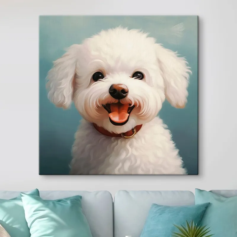 Pictură pe pânză Câine alb vesel Nr s43935 Cumpără online
