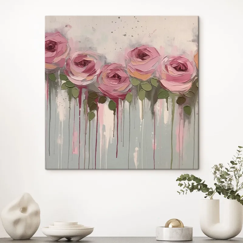 Discount Pictură pe pânză Flori roz abstracție Nr s43934