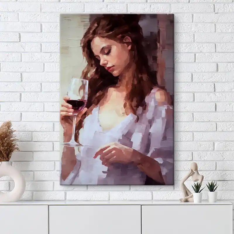 Ofertă specială Pictură pe pânză Fată cu un pahar de vin Nr s43940