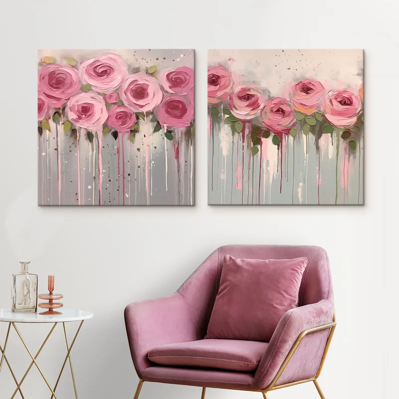 Pictură pe pânză Flori roz elegante Nr m00442 Mai ieftin